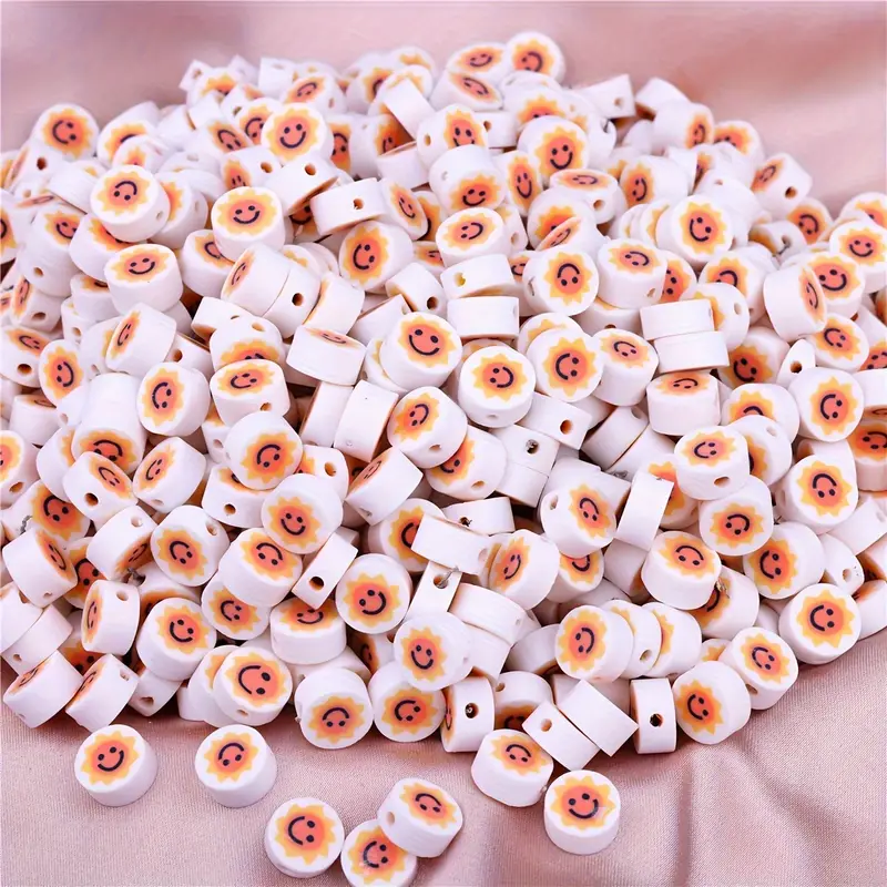 Polymer Clay White Background Sun Smiling Face Perforated Beads, For  Jewelry Making, Diy Bracelet Necklace Phone Bag Chain Craft Supplies - Temu  United Arab Emirates