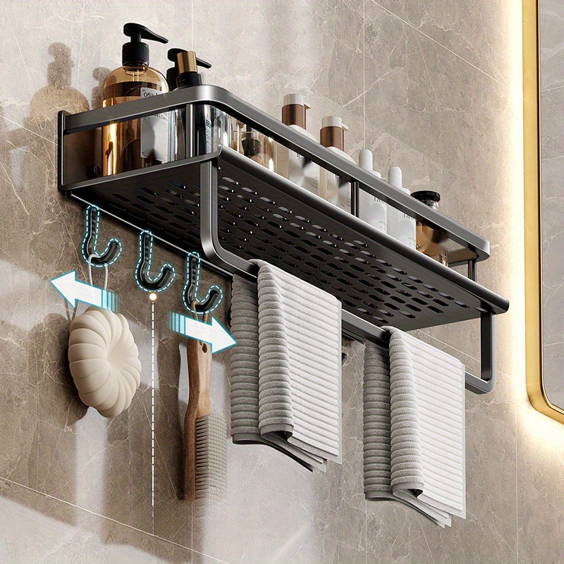 Stainless Steel Bathroom Wall Mounted Toiletry Organizer Rack With