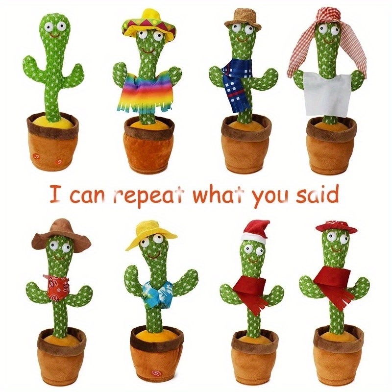 Juguete de cactus bailarín y parlante para bebé, cactus con luz Led, 120  canciones en inglés, cactus cantante inteligente que repite lo que dices