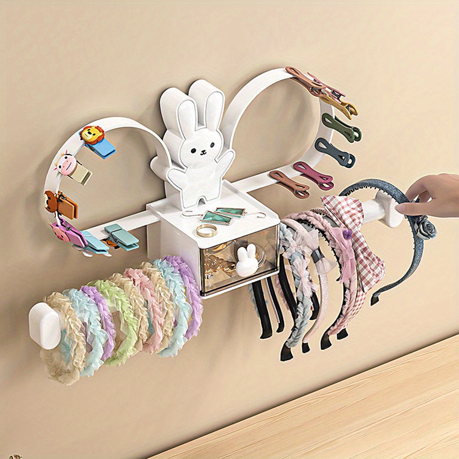 1pc Cute Rabbit Hair Hoop Storage Rack, Hanging Wall Hair Accessories  Storage Box, Hair Ring Display Rack For Hair Bands, Jewelry, Necklaces,  Bracelet