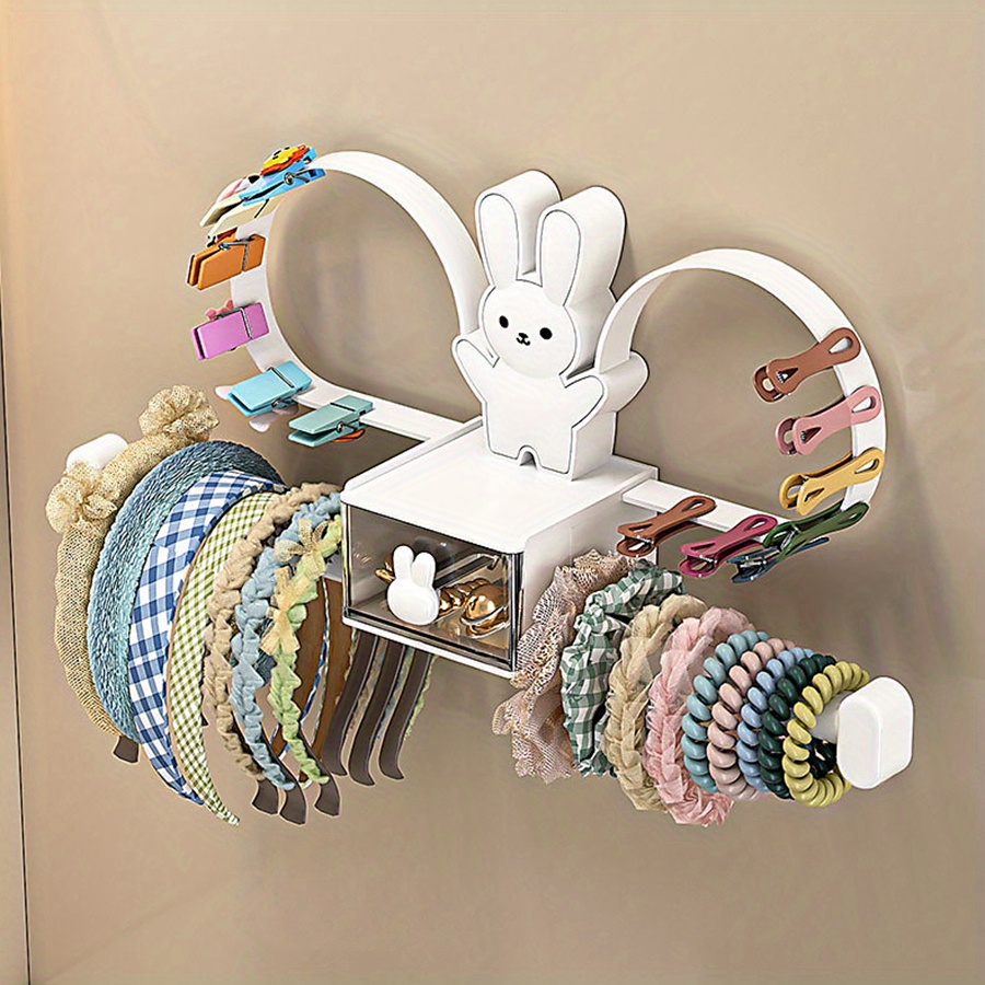1pc Cute Rabbit Hair Hoop Storage Rack, Hanging Wall Hair Accessories  Storage Box, Hair Ring Display Rack For Hair Bands, Jewelry, Necklaces,  Bracelet