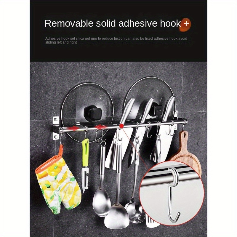 1pc Porta Utensili Da Cucina A Parete, Asta Appendiabiti Senza Fori Per La  Cucina, Organizzatore Da Cucina A Parete, Porta Cucchiai E Palette,  Forniture Da Cucina - Temu Italy