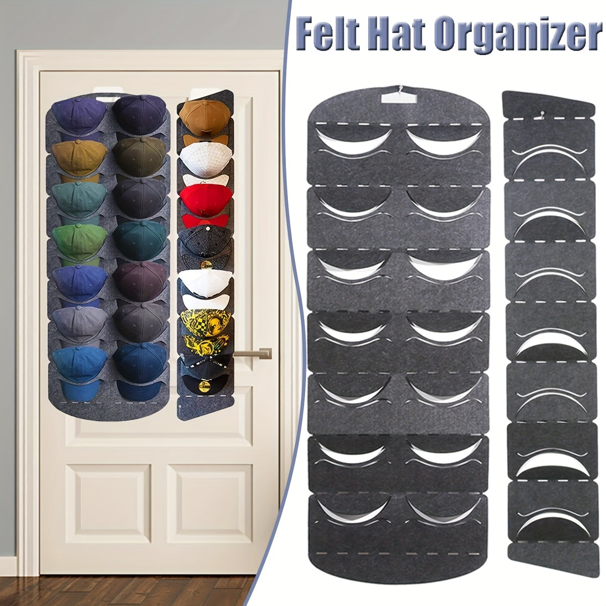 1pc Baseball Cap Storage Box, Large Hat Box Can Hold 40 Hats, Wide Hat  Storage Bag, Closet Folding Hat Rack Bag, Gray Bedroom Accessories