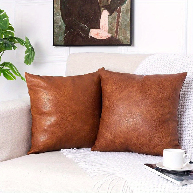 Faux leather throw pillows hot sale