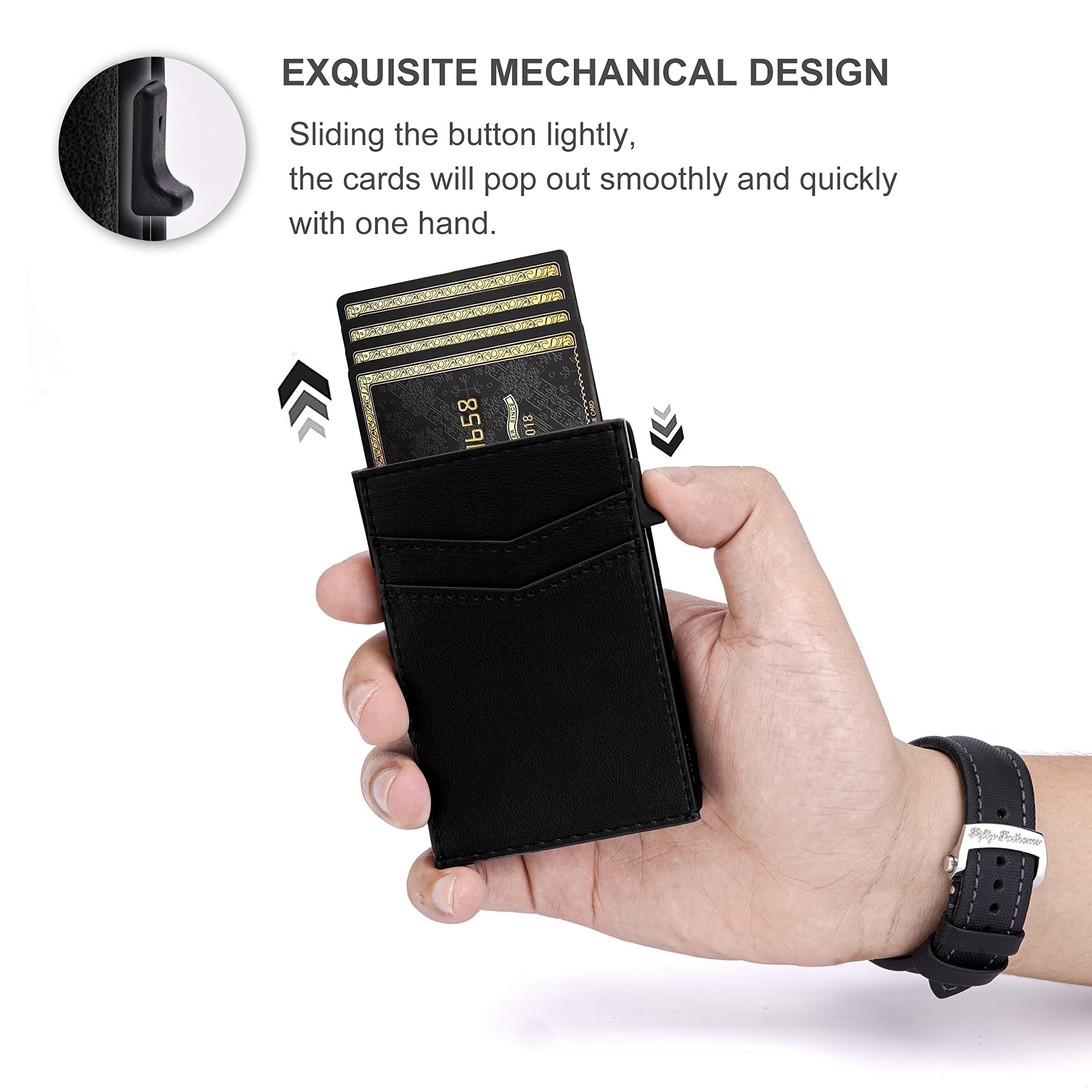 Mens Wallet Card Holder for AirTag, Leather Smart Wallet for Men, Airtag  Wallet Pop Up Wallet, RFID Blocking, Slim, Carbon Fiber, Minimalist - 10-14