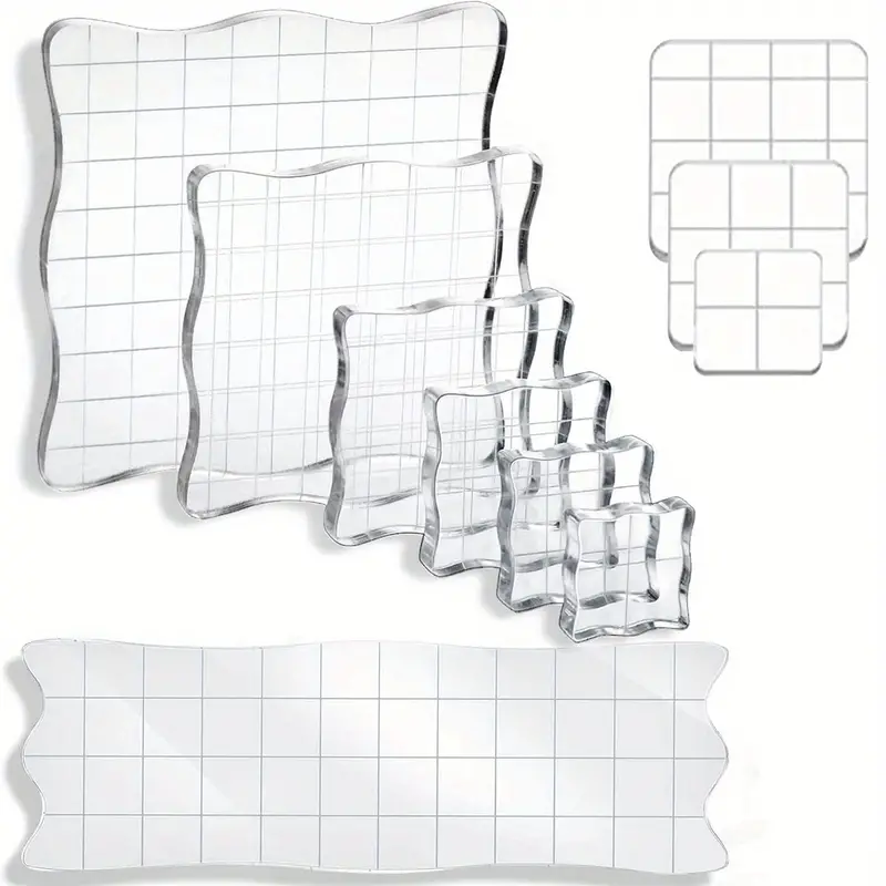 10pcs Acrylic Stamp Blocks Clear Stamping Blocks Set With Grid Line  Assorted Sizes For Crafts Making Transparent Decorative Stamp Blocks For  DIY Craft