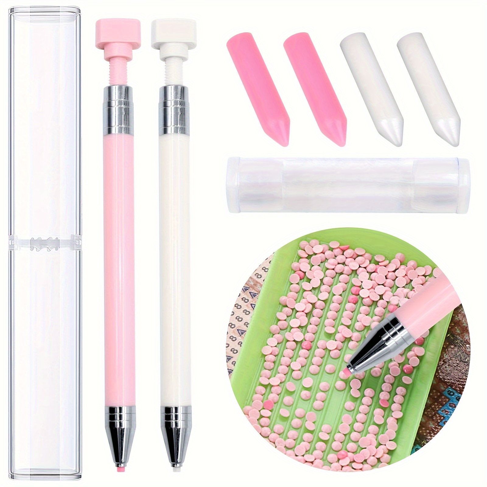 14pcs Diamond Painting Pen Accessories Tools Set, Exquisite Stainless Steel Metal Pen Tips,Ergonomic Diamond Art Drill Pen and 6 Painting Glue Clay