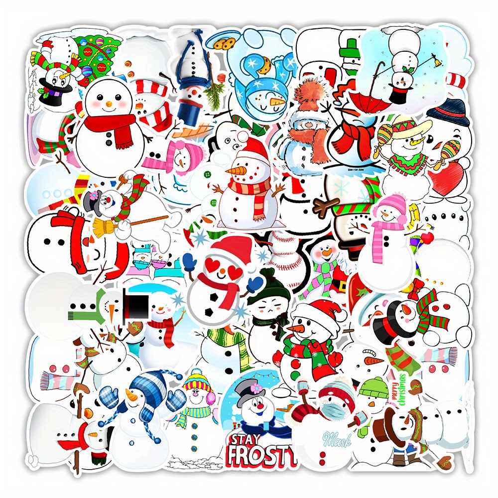 54pcs DIY Christmas Snowman Snowflake Gift Foam Stickers， Children's  Christmas Party Crafts Snowman EVA Stickers