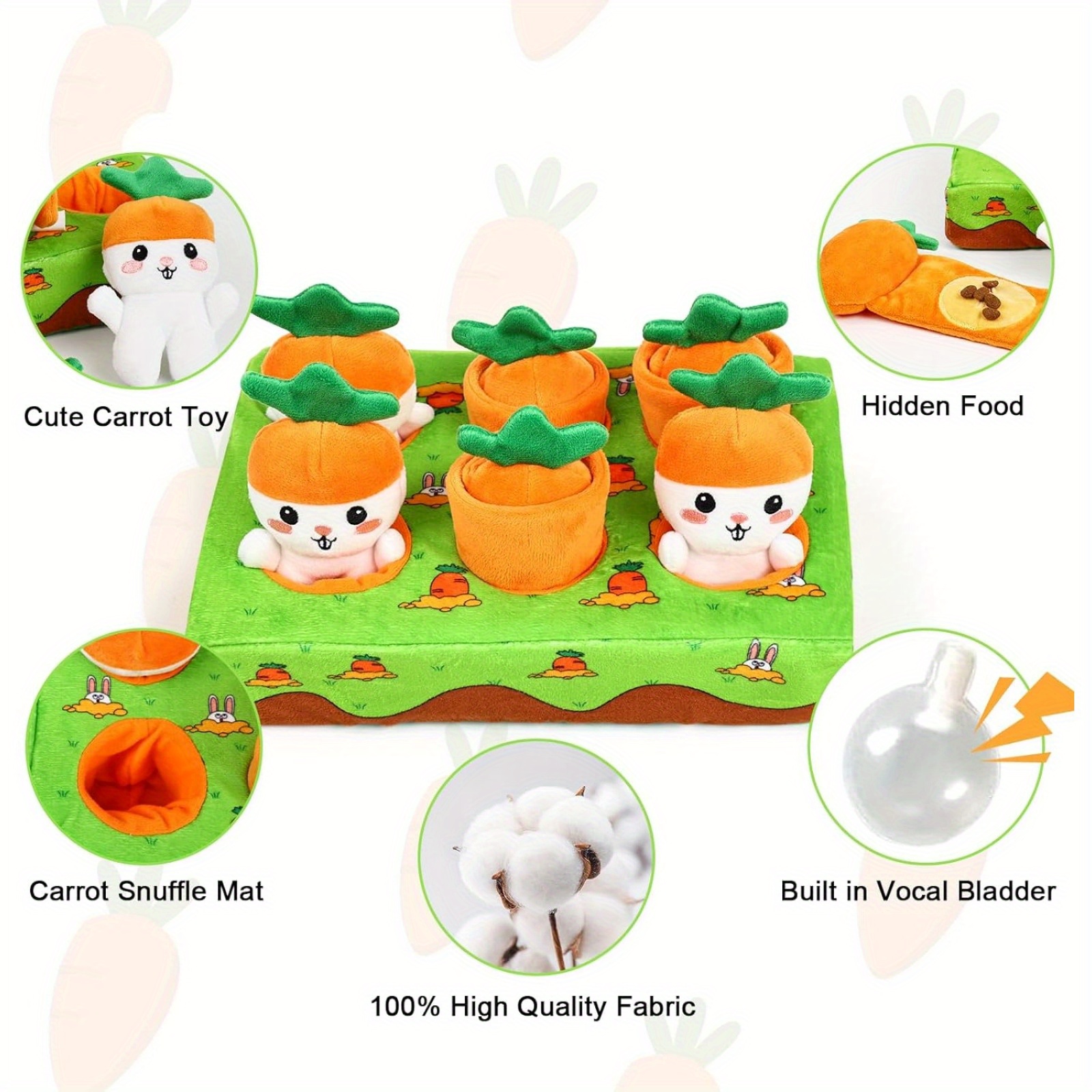 Carrot Design Plush Puzzle Dog Toy With 6 Carrots Amusing Dog Snuffle Mat  Toy Interactive Dog Enrichment Lick Toys For Small Size Dogs - Temu
