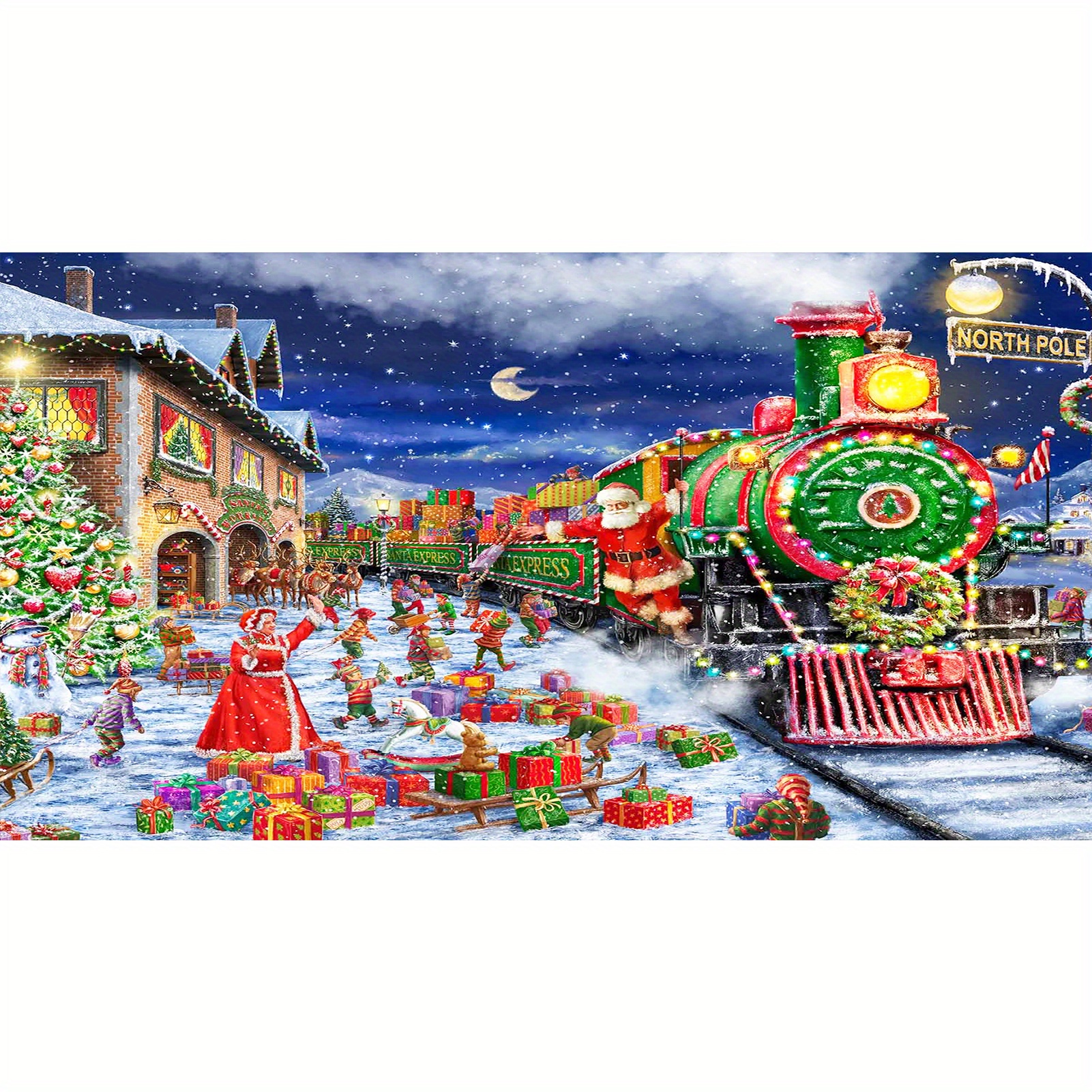 5d Diy Large Diamond Painting Kits For Adult Christmas Train - Temu