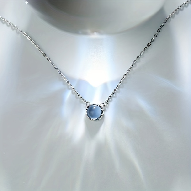 

The Heart Of The Ocean Necklace Female Blue Pendant Simple Collarbone Chain Birthday Gift