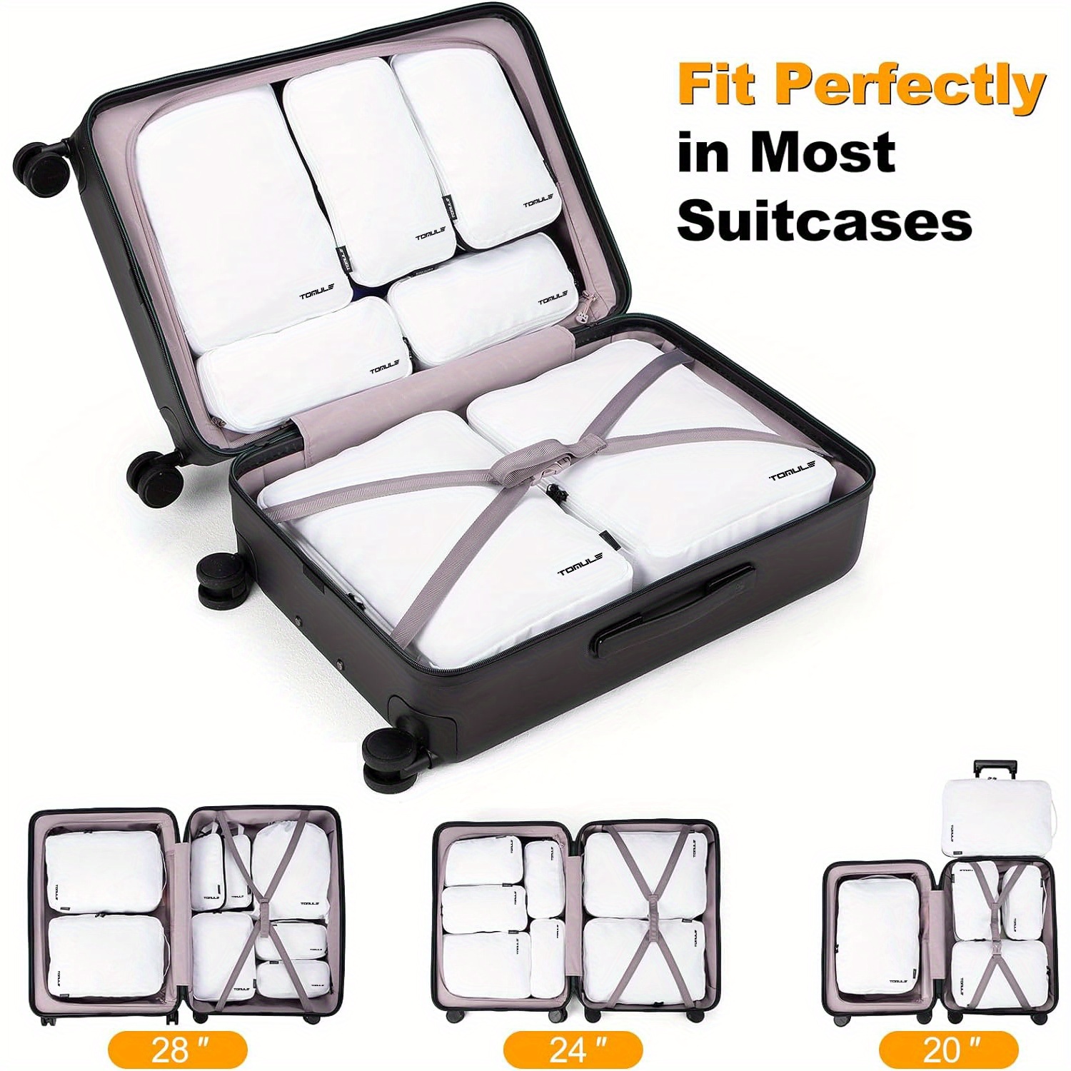 AVITORO Juego de 8 cubos de embalaje para maletas, organizadores de  equipaje de viaje, bolsas organizadoras para artículos de viaje,  organizadores de