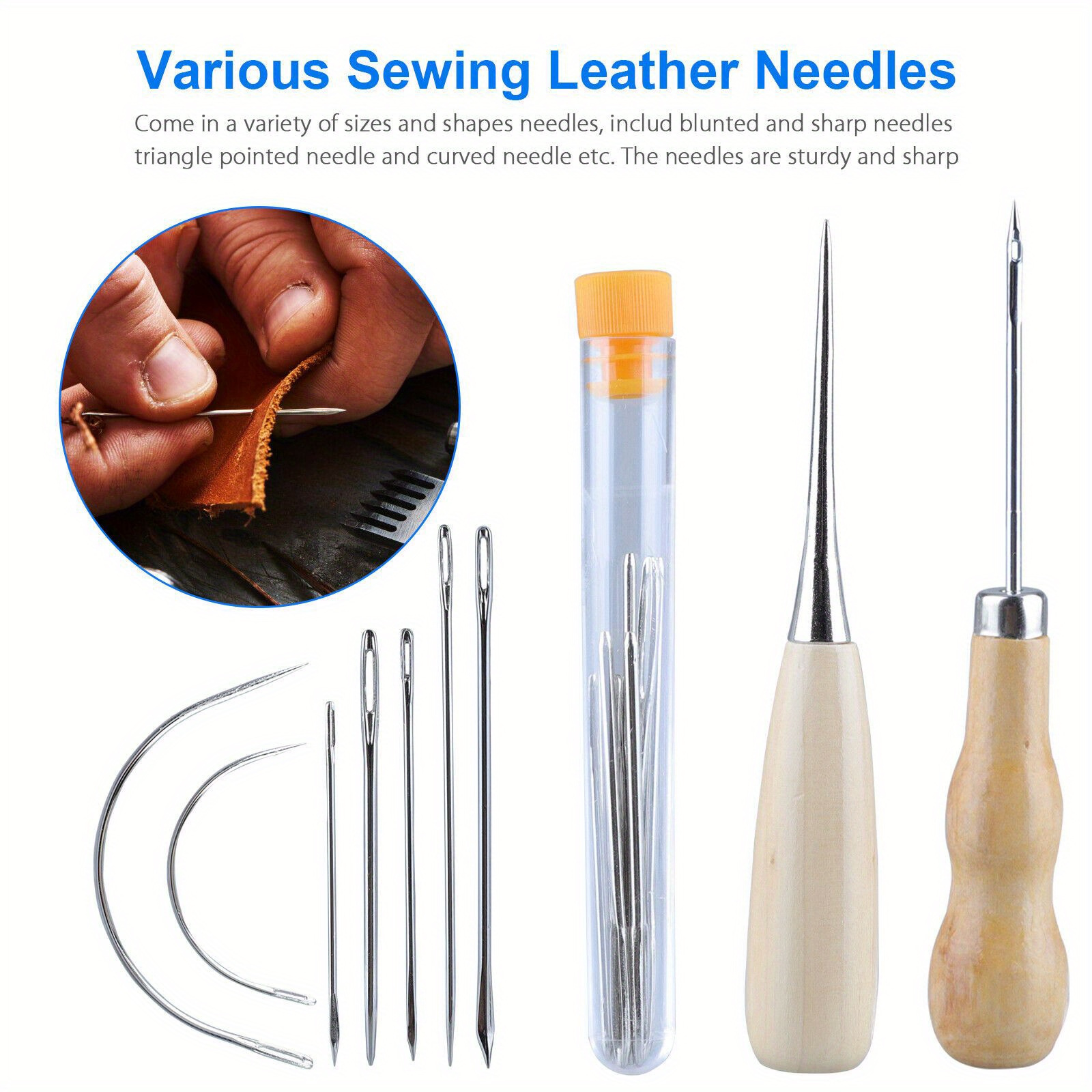 7PCS Handy Needle Set with Glover's Carpet Sail Straight Upholstery Sack  Curved Mattress For Leather Craft DIY Sewing Stitching