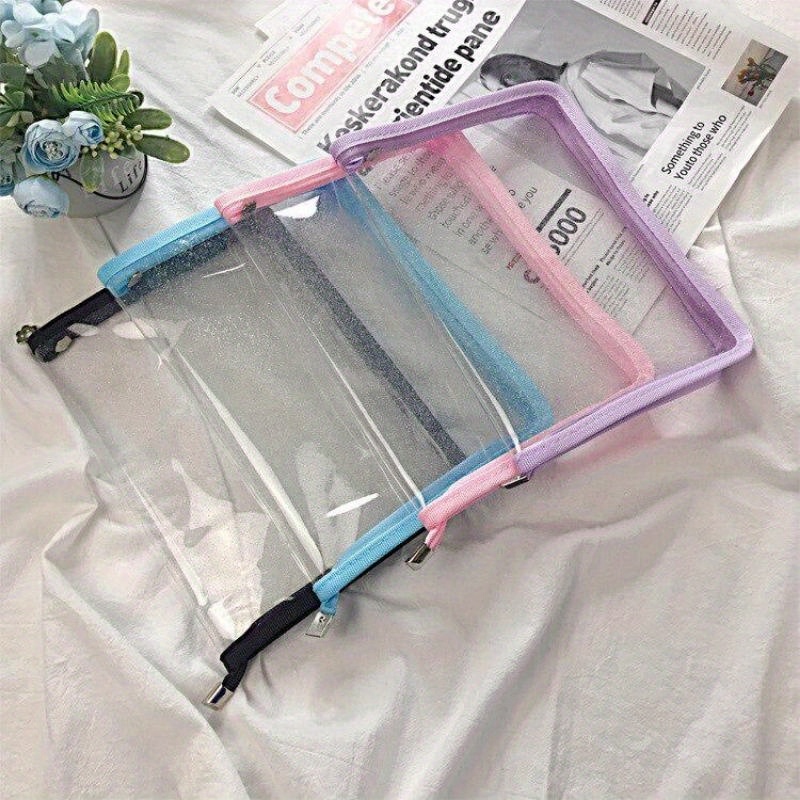 Clear A5 File Bag Transparent Glitter Pvc File Bag Color - Temu