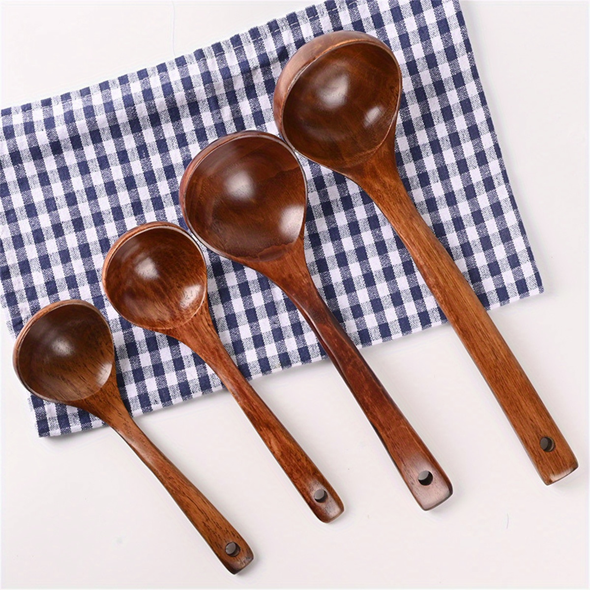 Cucharas de madera para cocinar, juego de 10 utensilios de cocina de madera  de teca, utensilios de cocina de madera para sartenes antiadherentes y