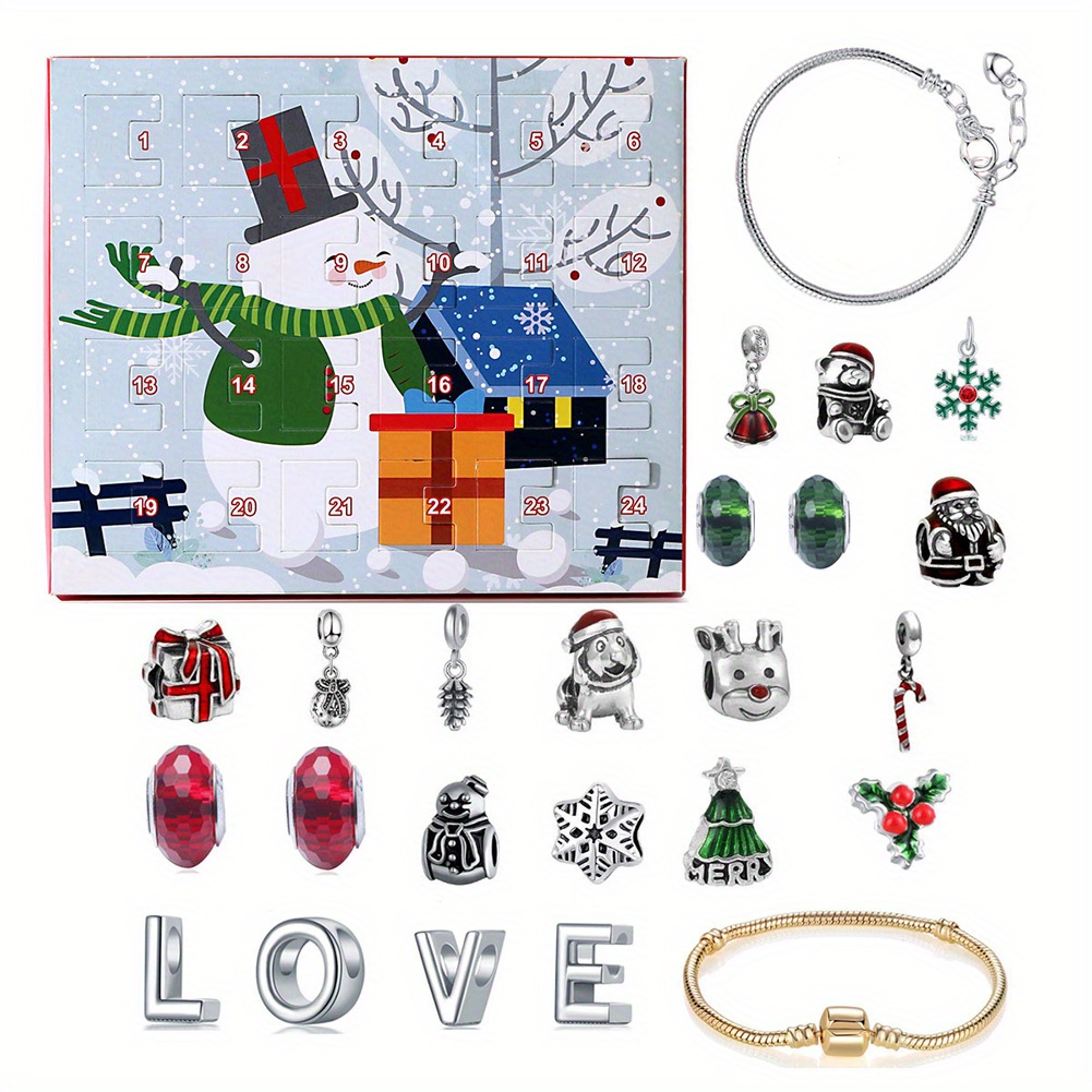 Christmas Advent Calendar Bracelets Blind Box Kit 24 Days Count