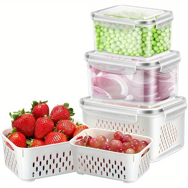 Large Fruit Containers For Fridge, Bpa-free Plastic Produce