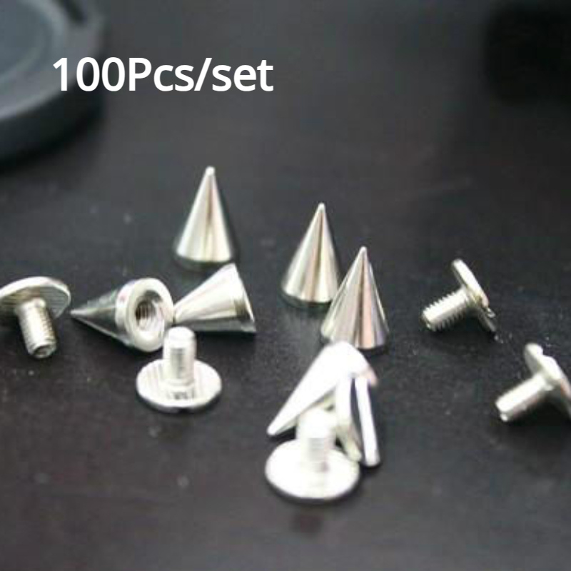 100pcs/set Silver Gold Cone Studs And Spikes DIY Craft Cool Punk