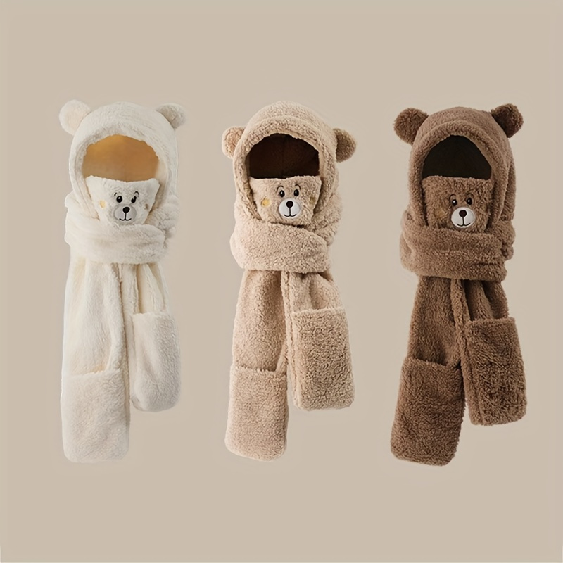 Épais Bonnet D'hiver Chaud À Capuche Écharpe En Peluche - Temu Canada