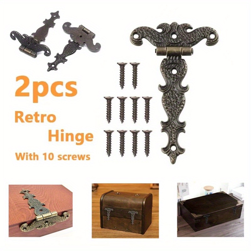 Retro Bronze Cabinet Decorative Hinge Door Butt Hinges Furniture Hardware  2Pcs
