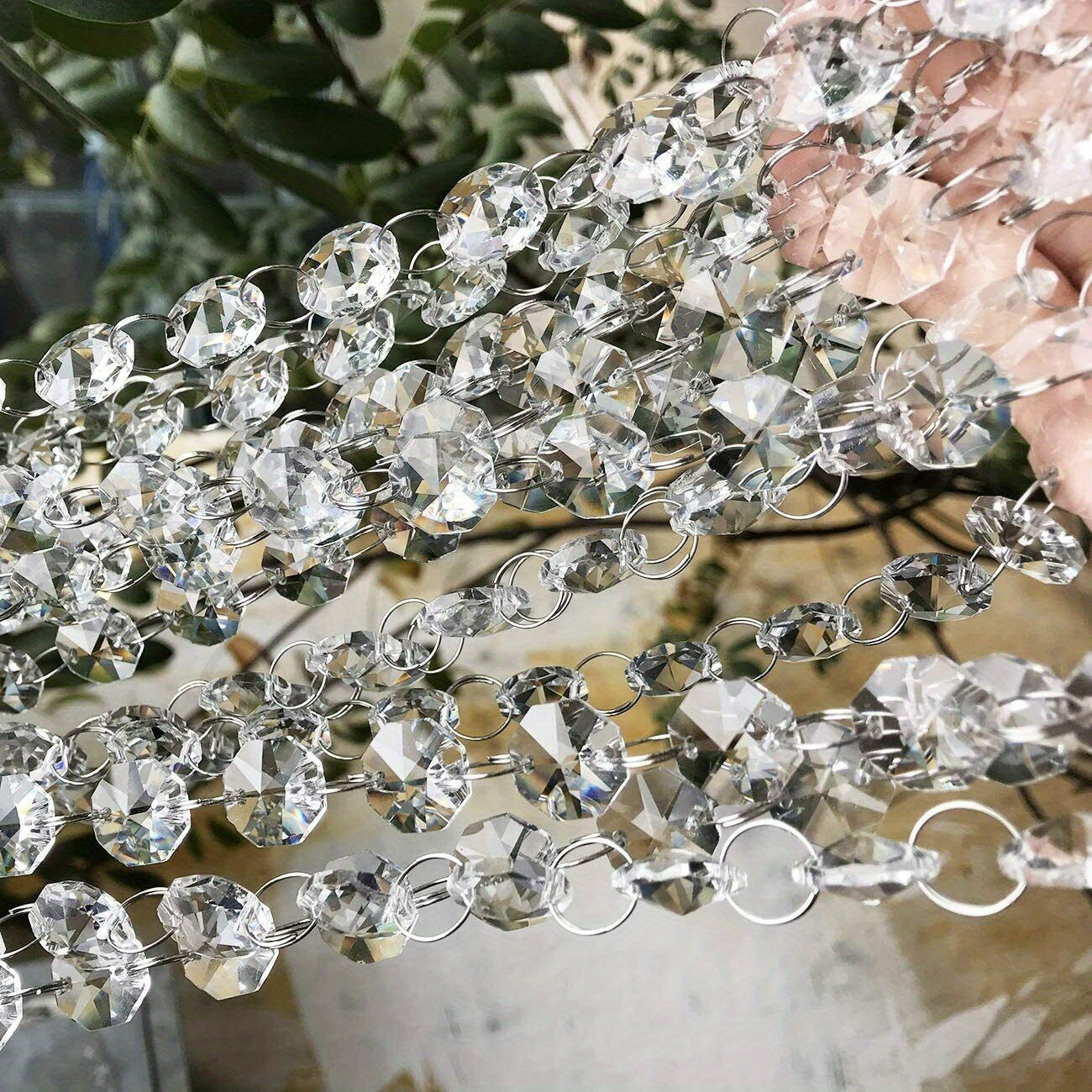 1pc Acrylic Clear Garland Strands, Hanging Chandelier Bead Chain, Hanging  Ornament String Decorations For Centerpiece, Christmas Tree, Wedding, Party