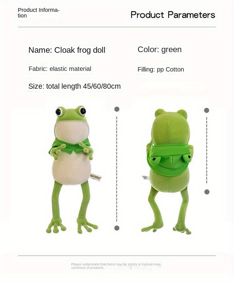 Cute Frog Doll Pillow Cape Soft Frog Plush Toy Doll Pillow For Birthday Gift  Halloween Gift - Toys & Games - Temu