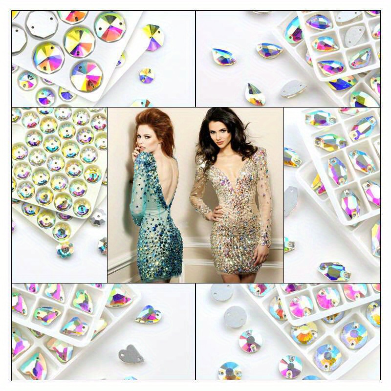 colorful crystal ab rhombus sew rhinestones 11x19mm glass - Temu Belgium