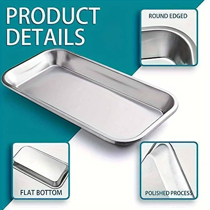 Dental Tray - Lyuxzad 2 Pack Stainless Steel Trays 12.6 X 10.6 X 0.8  Flat Tray for Dental Piercing Lab Instrument Kitchen Baking Pet Bathroom  Tools