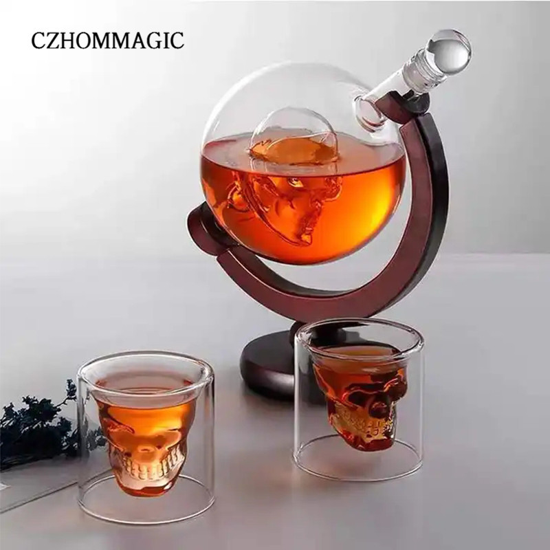 Transparent Creative Whiskey Decanter Set Bottle with 2 Wine