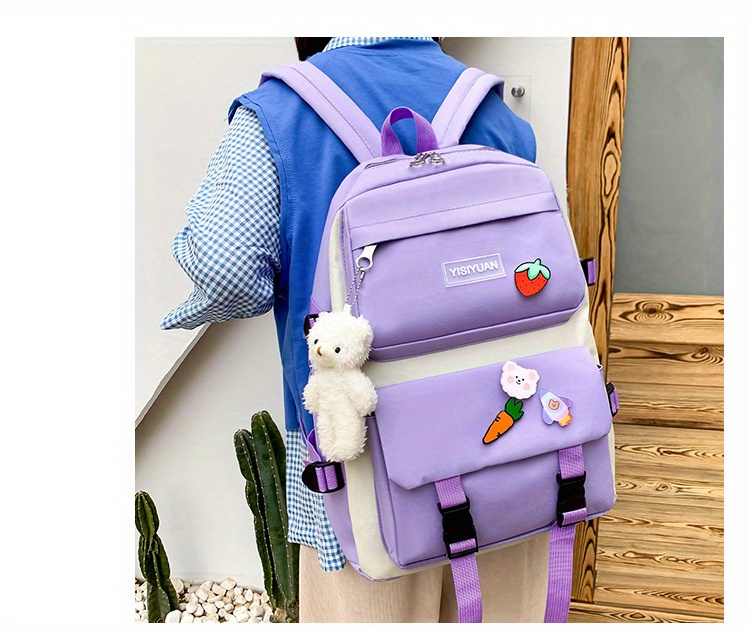 Aesthetic Backpack Cute Preppy Style Schoolbag Tote Bag - Temu