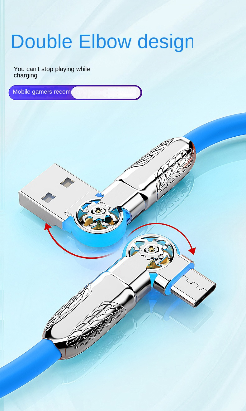 Câble De Données De Charge Rapide Rotatif À Double Coude Adapté Au Téléphone  Portable Iphone Android