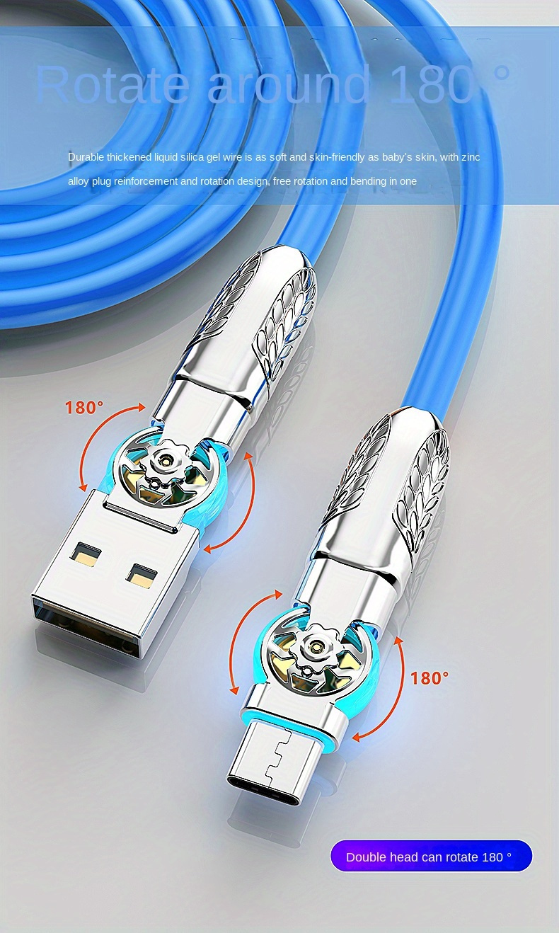 Câble De Données De Charge Rapide Rotatif À Double Coude Adapté Au Téléphone  Portable Iphone Android