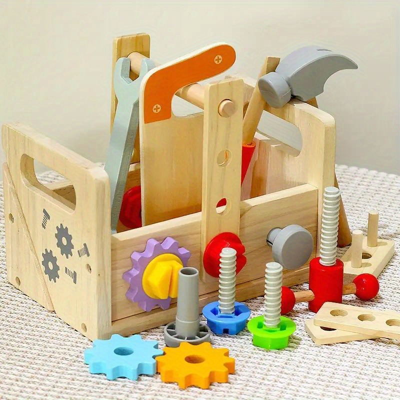 LACCHOUFEE Kids Tool Set Toy, Stem Montessori Toys for 3 4 5 Years Old Boy  Girl, 43 Pcs Wooden Toddler Tool Kits Inc Box, Learning Educational