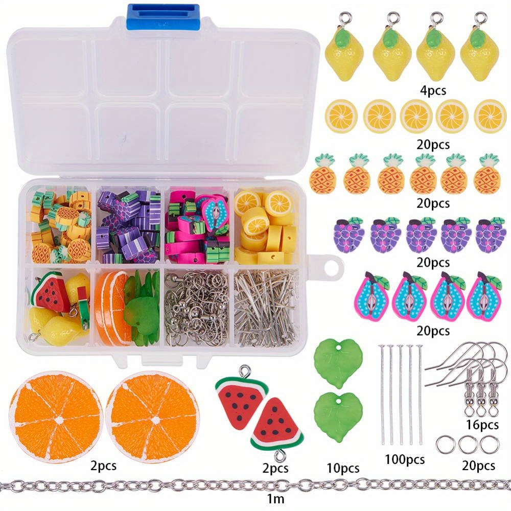 Diy Fruit Series Earring Making Kit Polymer Clay Cluster Fruit Dangle  Earring Pendants With Cable Chains Earring Hooks Earring Findings - Temu