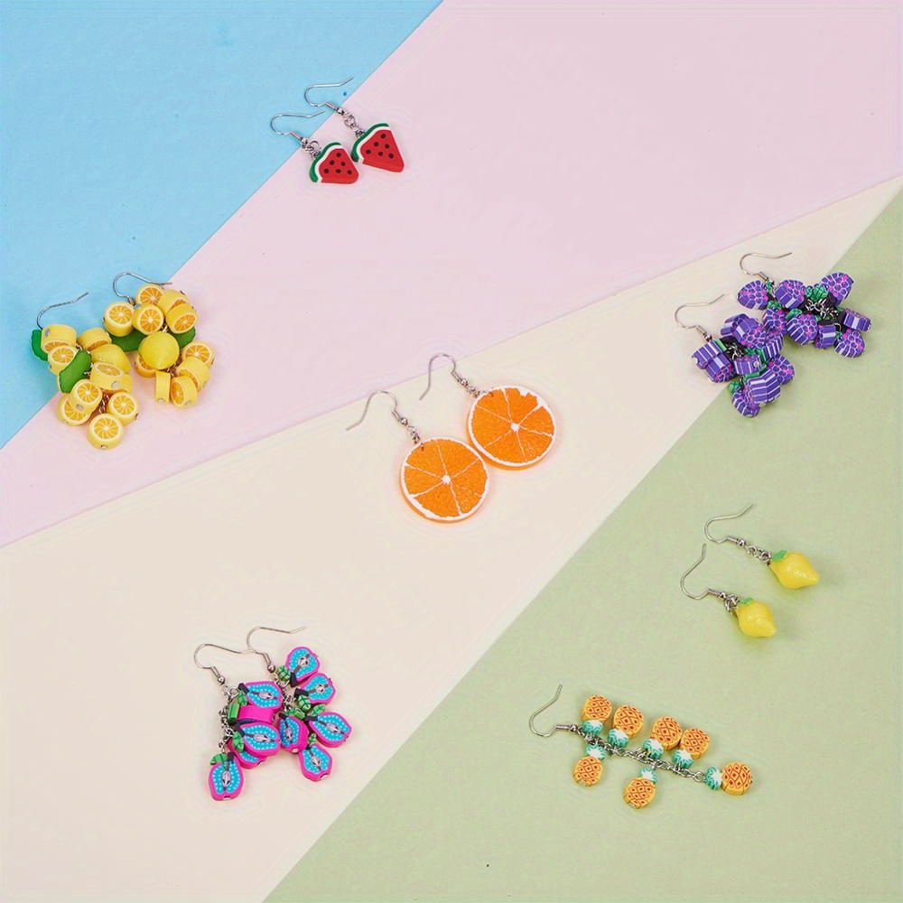 Diy Fruit Series Earring Making Kit Polymer Clay Cluster Fruit