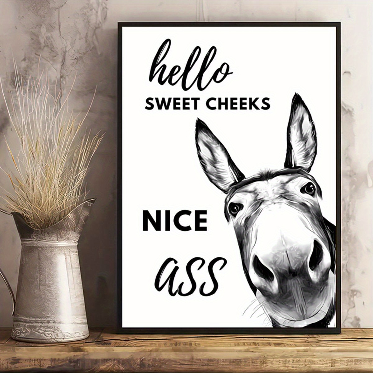 Donkey Hello Sweet Cheeks Donkey Funny Best Gifts Ever Satin Portrait No  Frame Frame For Canvas 16X20 Poster 24X36 All Size High Quality - Family  Loves: US Mili…