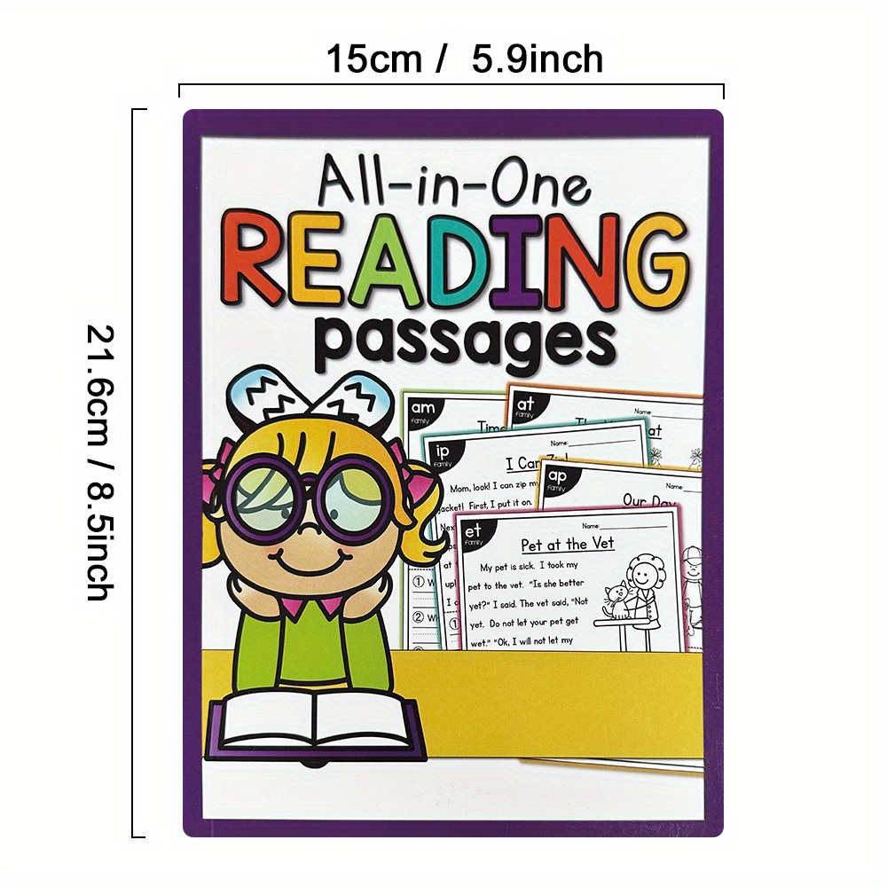 All-in-One Reading Passages: English Phonics Workbook for Youngsters - Educational Teaching Aid by LACHILLY, Colorful Sentence Training Book with Fun Illustrations & Exercises for Reading Skills Development, Educational Workbook | Interactive Layout | Durable Paper Quality