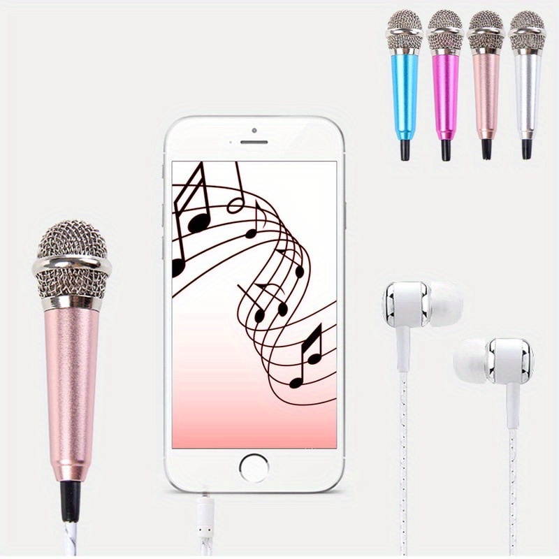 Portable 3.5mm Stereo Studio Mic KTV Karaoke Mini Microphone  for Smart Phone Laptop PC Desktop Handheld Audio Microphone 1pc : Musical  Instruments