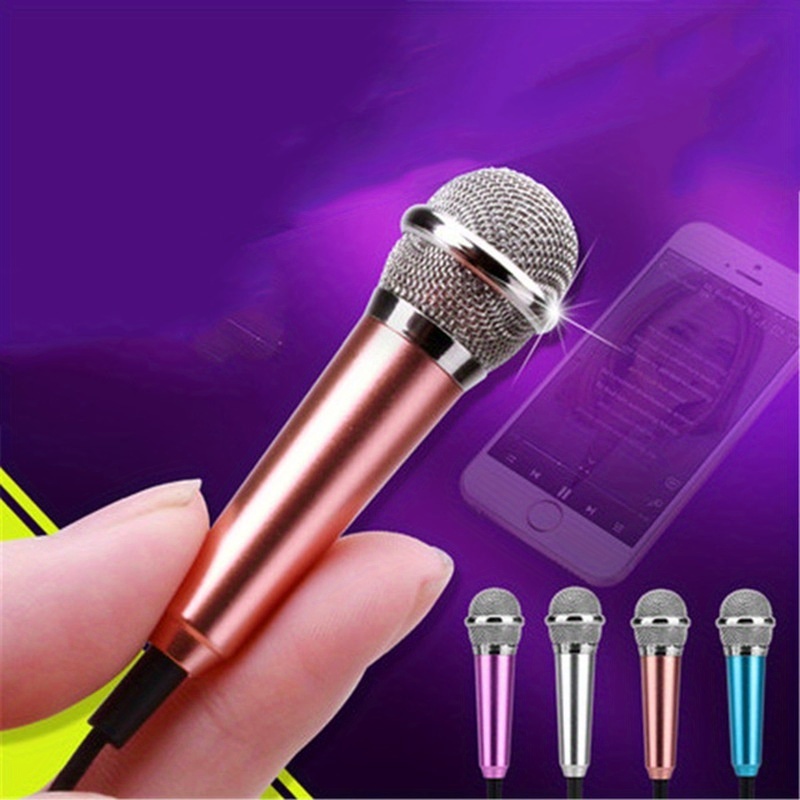 1pc Mini Karaoke Microphone With Earphone & 3.5mm Jack, Portable