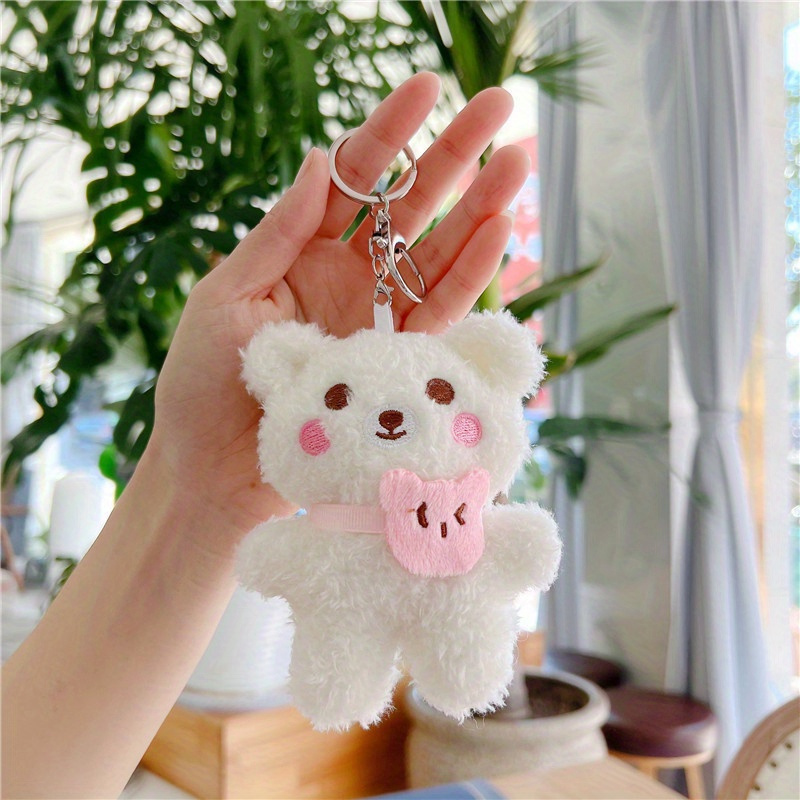 1pc, Cute Bear Bunny Plush Toy Doll Bag Pendant Small Keychain Christmas Party Gift Thanksgiving Gift Key Chain Halloween Decor Doll,Temu