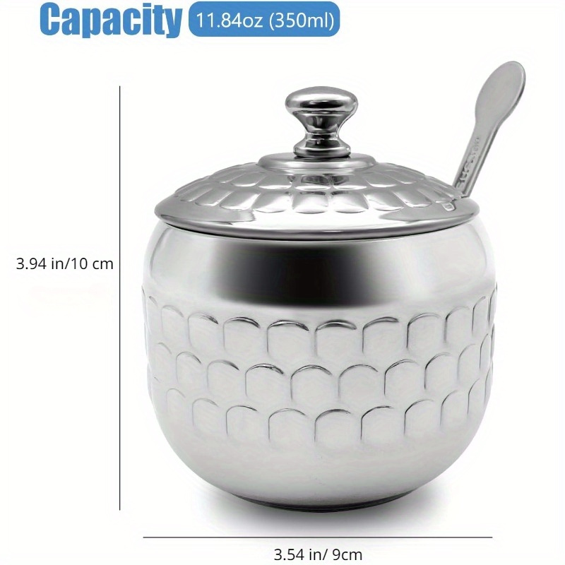 Sugar Bowl With Clear Lid, Stainless Steel Seasoning Bottle