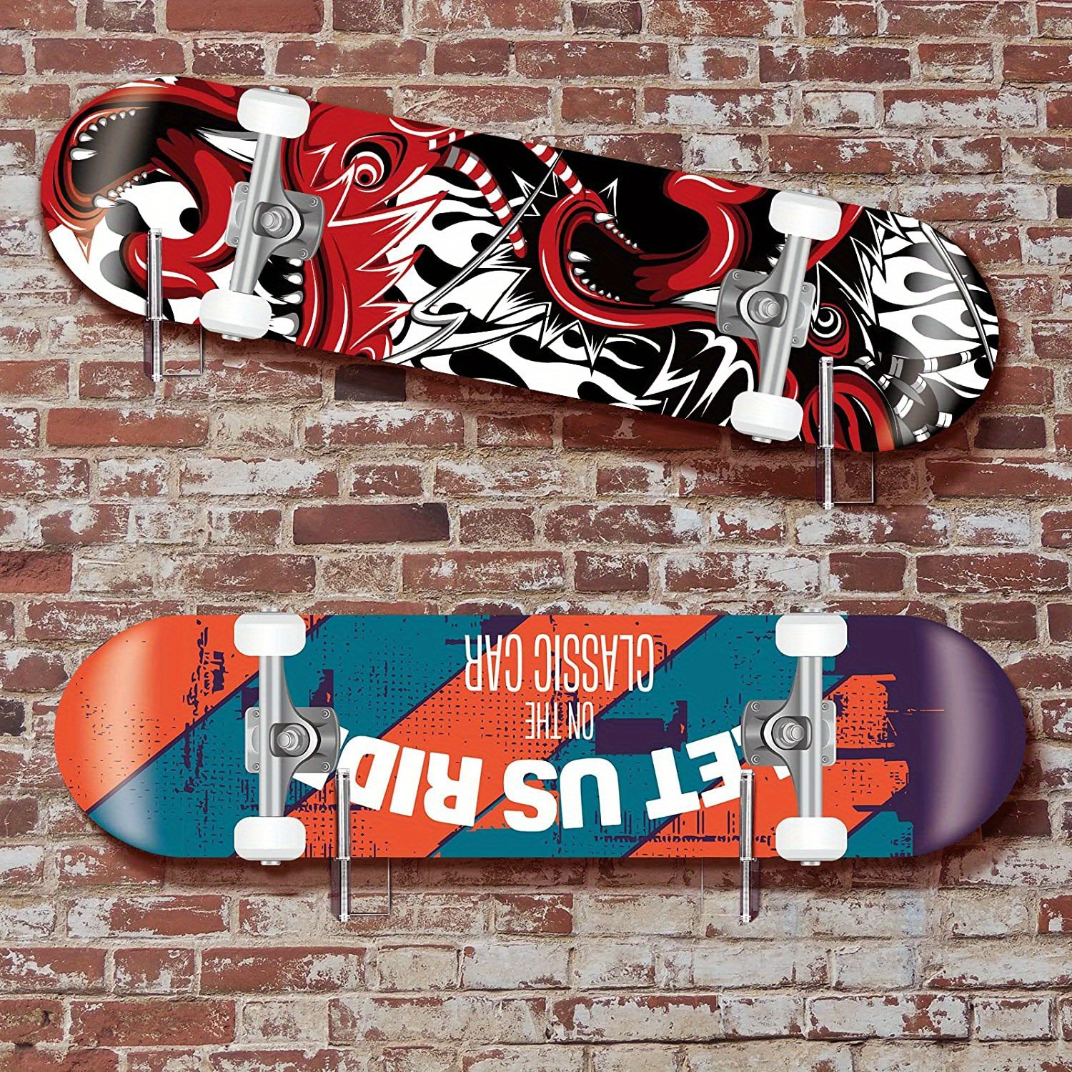 Support de rangement mural pour skateboard à quatre roues YX076  (transparent)