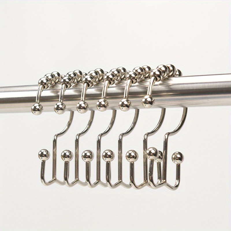 Shower Curtain Rolling Hooks, Rust Proof Metal Beaded Shower