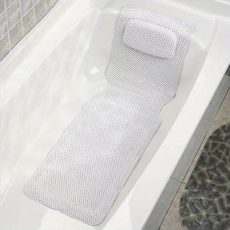Bathtub Pillow Pvc Foam Long Bathtub Mat With Pillow Suction - Temu