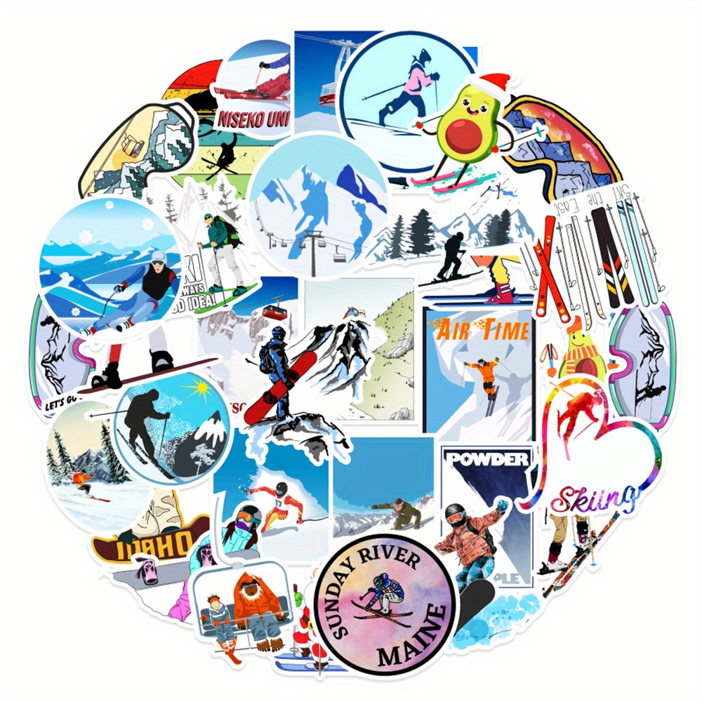 Snowboarding Ski Stickers Cool Room Diy Waterproof - Temu