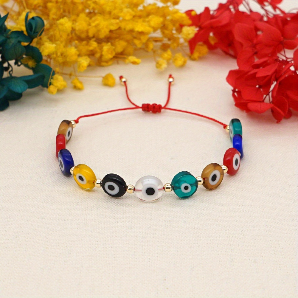 

-chic Adjustable Red Rope Bracelet With Evil Eye Beads - Jewelry For Women, Perfect Gift