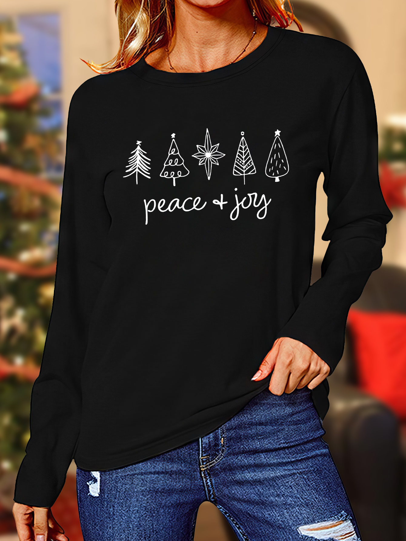 Camiseta Deportiva Con Estampado De Árbol De Navidad, Top Casual De Cuello  Redondo De Manga Corta, Ropa Deportiva Para Mujer - Temu