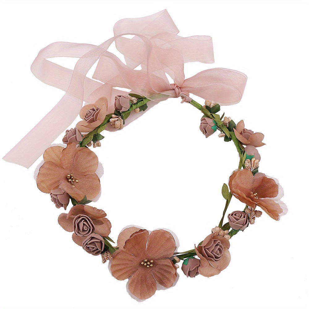 Mefallenssiah Valentine'S Day Floral Flower Festival Wedding Garland Hair  Band 