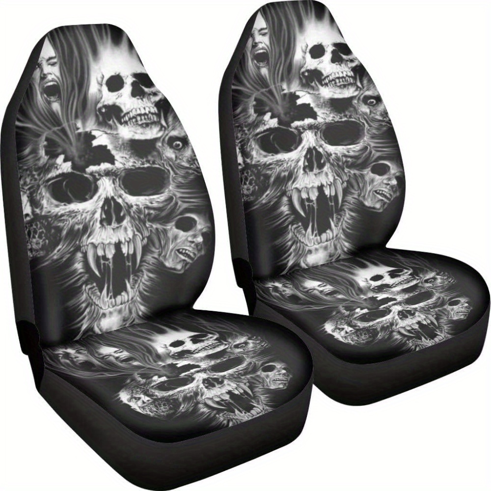 Skull Print Car Seat Covers, Universal Fit Car Seat Covers For