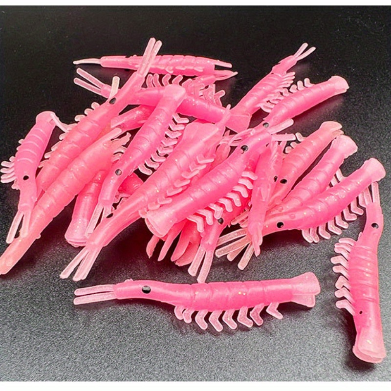 10pcs/lot Luminous Shrimp Soft Bait with Hooks for Carp Fishing - Realistic  Simulation, Silicone Material * in the Dark